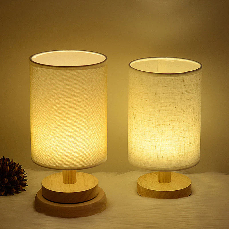 Wooden Cloth Cover Creative Study Desk Lighting Table Lamp