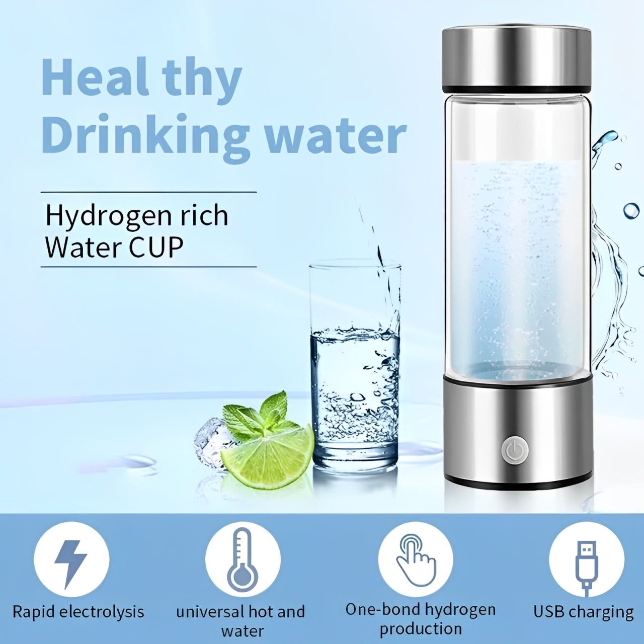 Hydrogen Water Generator Alkaline Maker Portable Water Ionizer Bottle