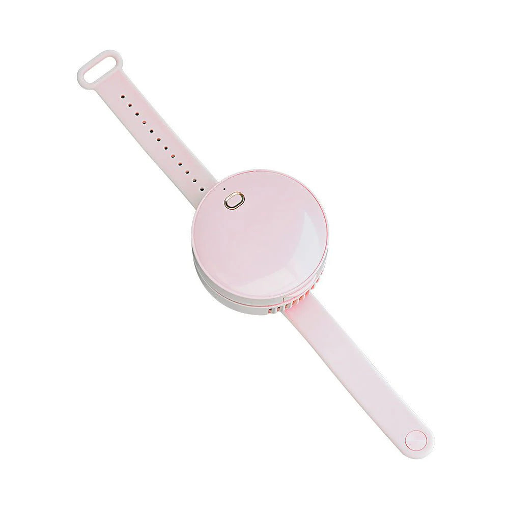 Portable Wrist Fan Mirror Leafless USB Rechargeable 3 Speed Adjustable Air Cooler Handheld